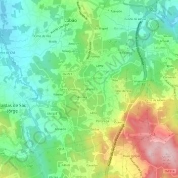 Mappa topografica Linhares, altitudine, rilievo