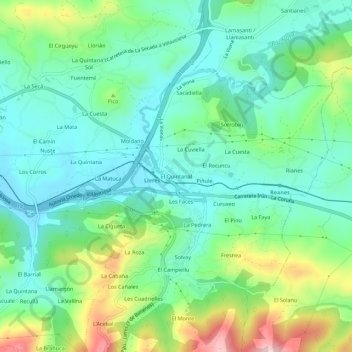 Mappa topografica El Quintanal, altitudine, rilievo