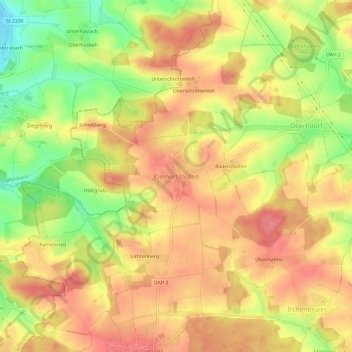 Mappa topografica Kiemertshofen, altitudine, rilievo