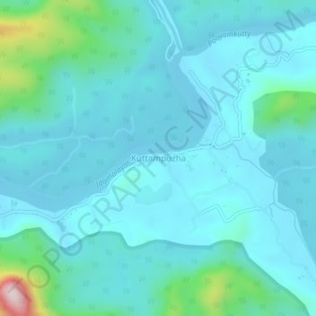 Mappa topografica Kuttampuzha, altitudine, rilievo