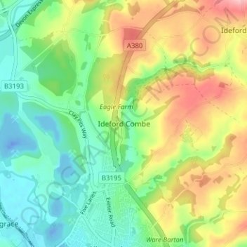 Mappa topografica Ideford Combe, altitudine, rilievo