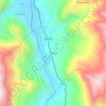 Mappa topografica Tishtec, altitudine, rilievo