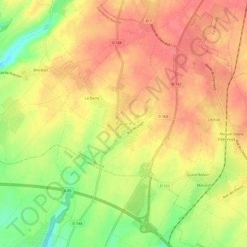 Mappa topografica Rouvre, altitudine, rilievo