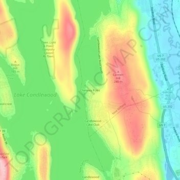 Mappa topografica Chimney Point, altitudine, rilievo