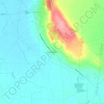 Mappa topografica San Crispieri, altitudine, rilievo