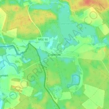 Mappa topografica Dabelow, altitudine, rilievo