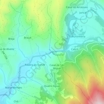 Mappa topografica Garganta do Cabril do Ceira, altitudine, rilievo