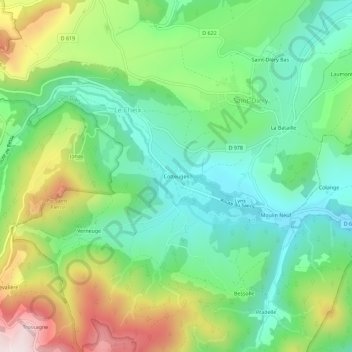 Mappa topografica Cotteuges, altitudine, rilievo