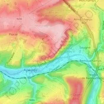 Mappa topografica Sur la Heid, altitudine, rilievo