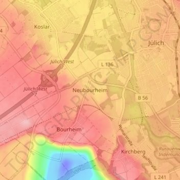 Mappa topografica Neubourheim, altitudine, rilievo