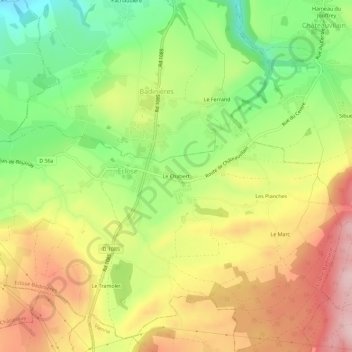 Mappa topografica Le Chabert, altitudine, rilievo