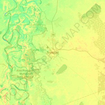 Mappa topografica Trinidad, altitudine, rilievo