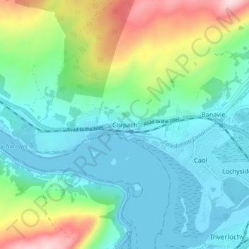 Mappa topografica Corpach, altitudine, rilievo