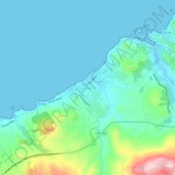 Mappa topografica Lu Bagnu, altitudine, rilievo