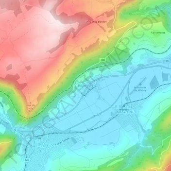 Mappa topografica Boveresse, altitudine, rilievo