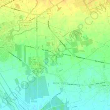 Mappa topografica Rivolto, altitudine, rilievo