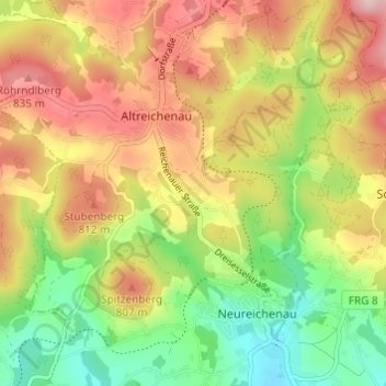 Mappa topografica Lackerau, altitudine, rilievo