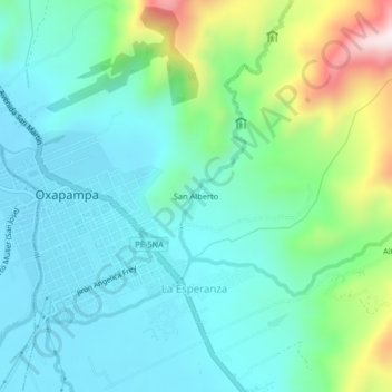 Mappa topografica San Alberto, altitudine, rilievo