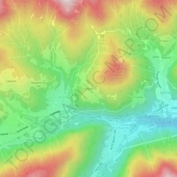 Mappa topografica Fregona, altitudine, rilievo