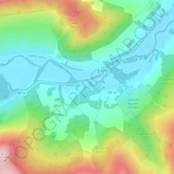 Mappa topografica Bellspool, altitudine, rilievo