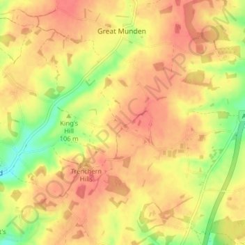 Mappa topografica Levens Green, altitudine, rilievo