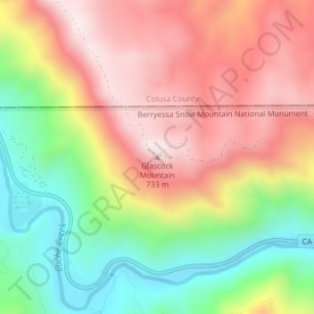 Mappa topografica Glascock Mountain, altitudine, rilievo