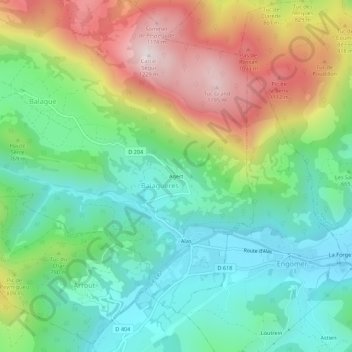 Mappa topografica Agert, altitudine, rilievo