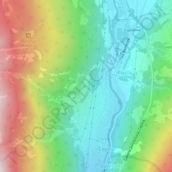 Mappa topografica La Ronca, altitudine, rilievo