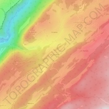 Mappa topografica Les Combes, altitudine, rilievo