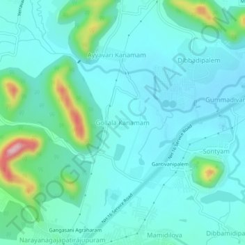 Mappa topografica Gollala Kanamam, altitudine, rilievo