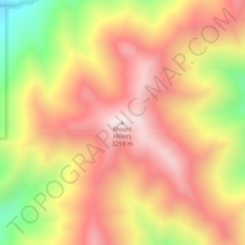 Mappa topografica Mount Hillers, altitudine, rilievo