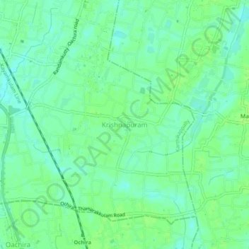 Mappa topografica Krishnapuram, altitudine, rilievo