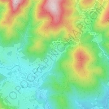 Mappa topografica Houppach, altitudine, rilievo