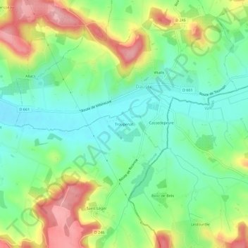 Mappa topografica Troupenat, altitudine, rilievo