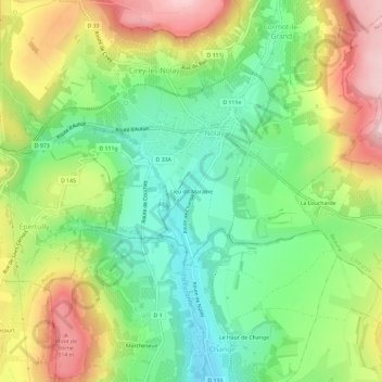 Mappa topografica Lieu dit Maraine, altitudine, rilievo