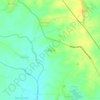 Mappa topografica Dablang, altitudine, rilievo