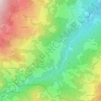 Mappa topografica Spervara di sotto, altitudine, rilievo