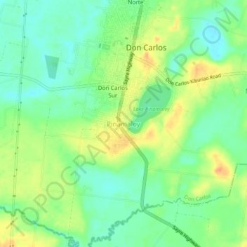Mappa topografica Pinamaloy, altitudine, rilievo