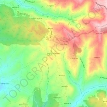 Mappa topografica Lagoa da Pedra, altitudine, rilievo