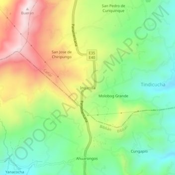 Mappa topografica Inganilla, altitudine, rilievo