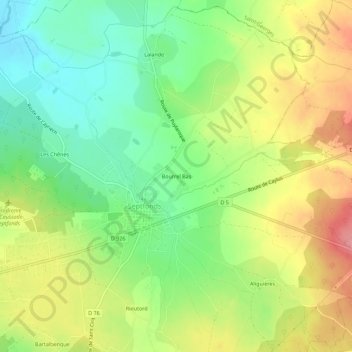 Mappa topografica Bourrel Bas, altitudine, rilievo