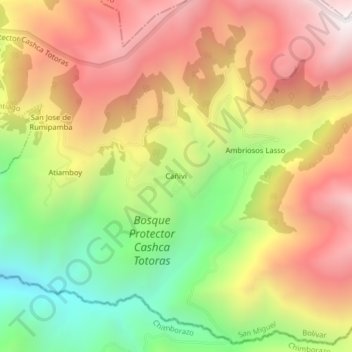 Mappa topografica Cañivi, altitudine, rilievo
