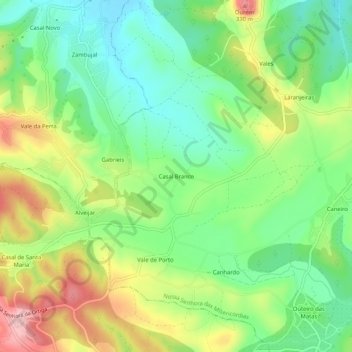 Mappa topografica Casal Branco, altitudine, rilievo