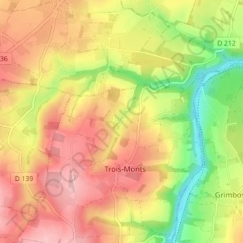 Mappa topografica Le Val Esnault, altitudine, rilievo