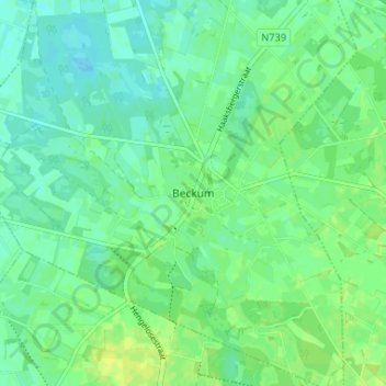 Mappa topografica Beckum, altitudine, rilievo