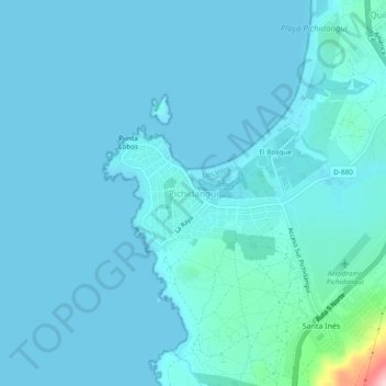 Mappa topografica Pichidangui, altitudine, rilievo