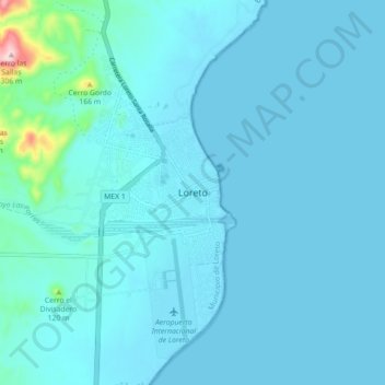 Mappa topografica Loreto, altitudine, rilievo