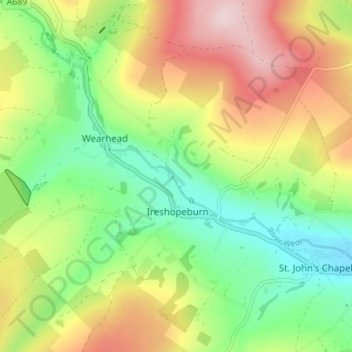 Mappa topografica West Blackdene, altitudine, rilievo