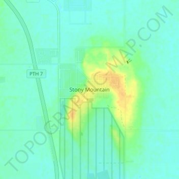 Mappa topografica Stony Mountain, altitudine, rilievo