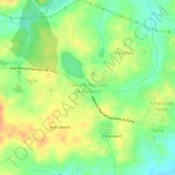Mappa topografica Camará (Distrito de Aquiraz), altitudine, rilievo